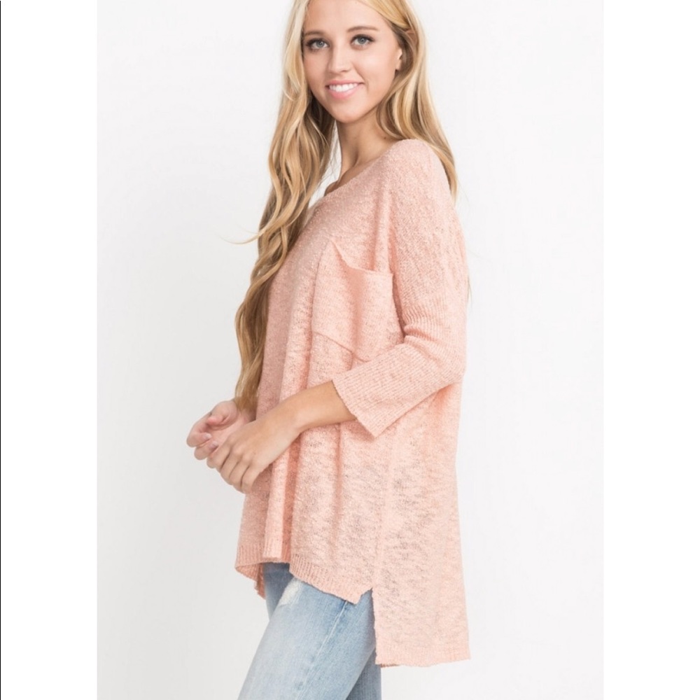 high low peach Pink light weight knit pullover